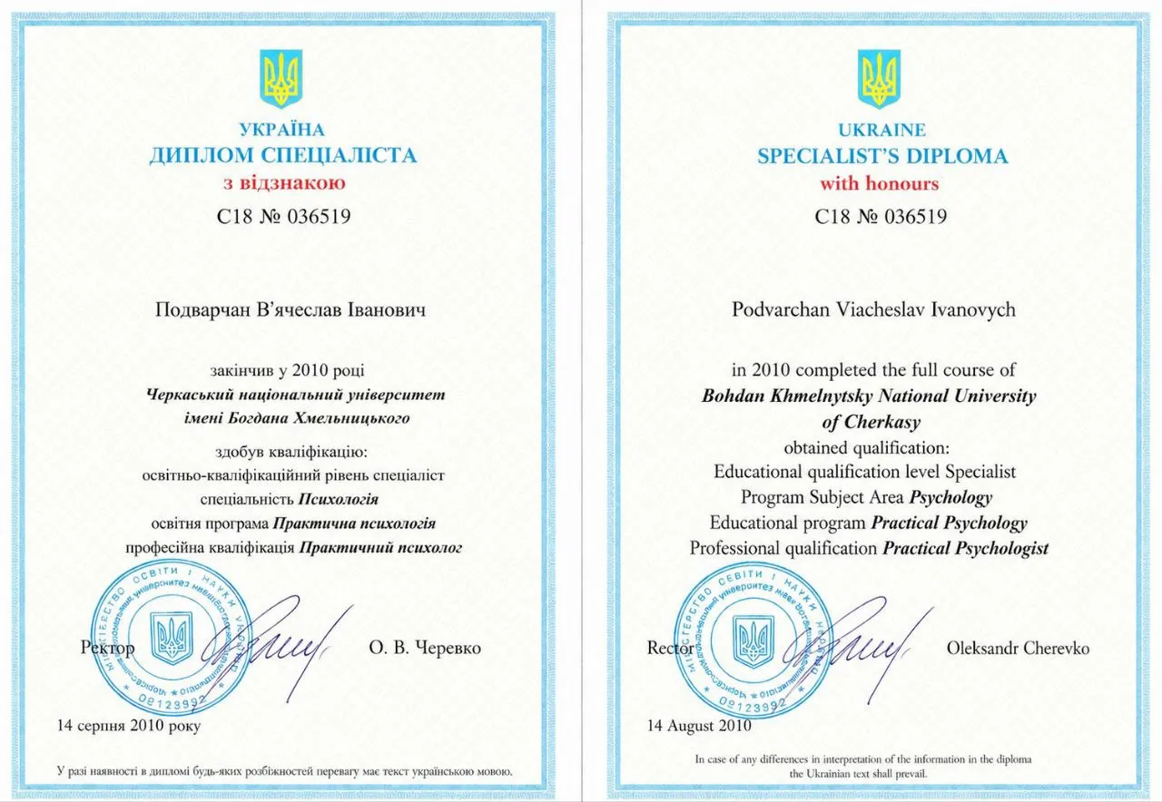 Диплом специалиста с отличием — Практический психолог